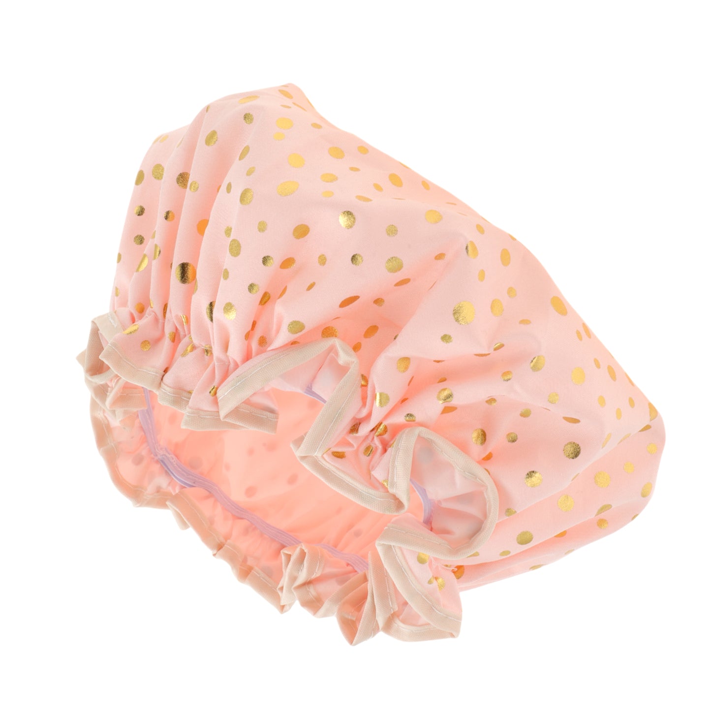 1 Pc Reusable Dots Shower Cap for Shower Pink