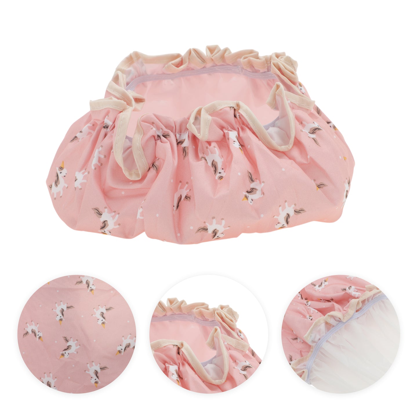 1 Pc Reusable Horse Pattern Shower Cap for Shower Pink