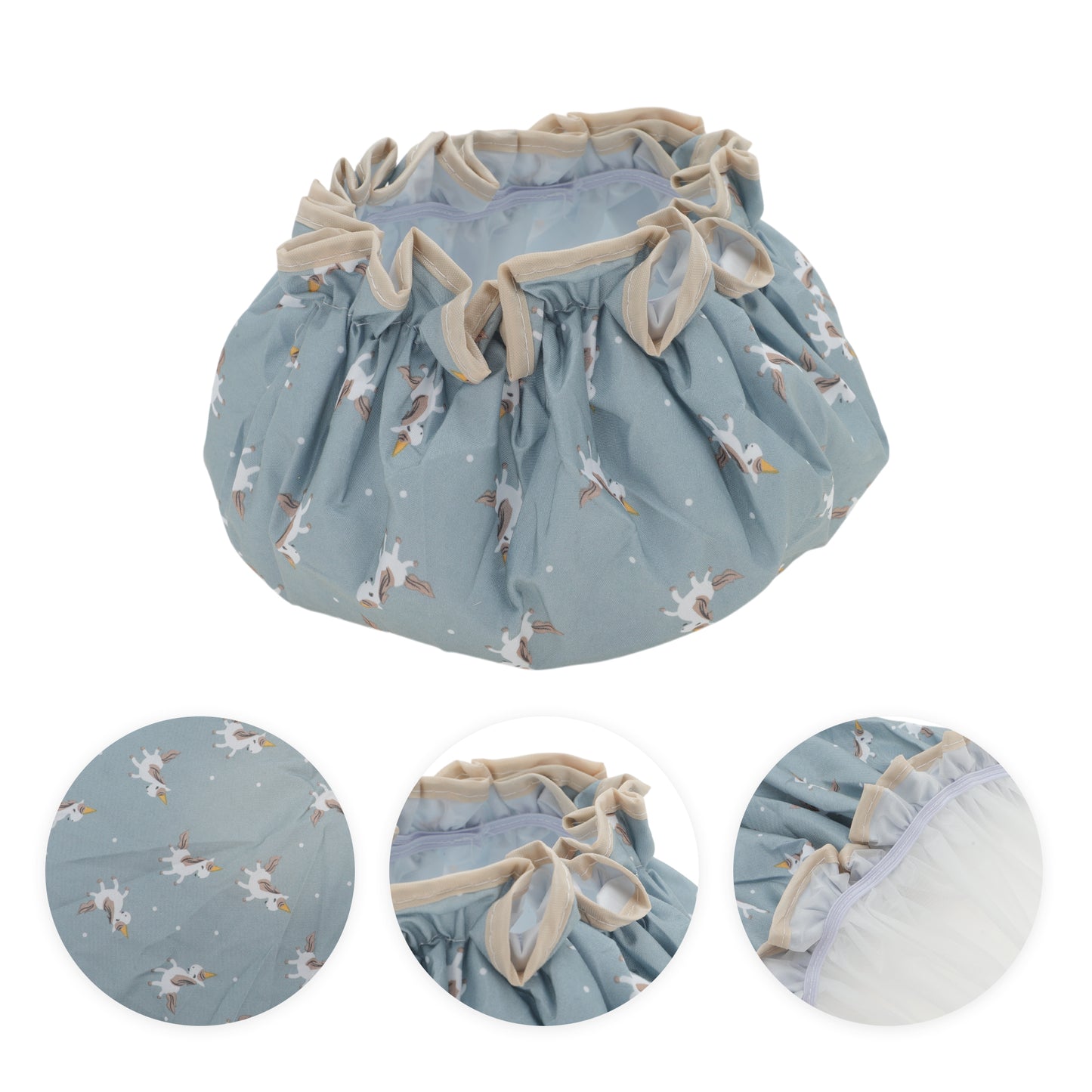 1 Pc Reusable Horse Pattern Shower Cap for Shower Blue
