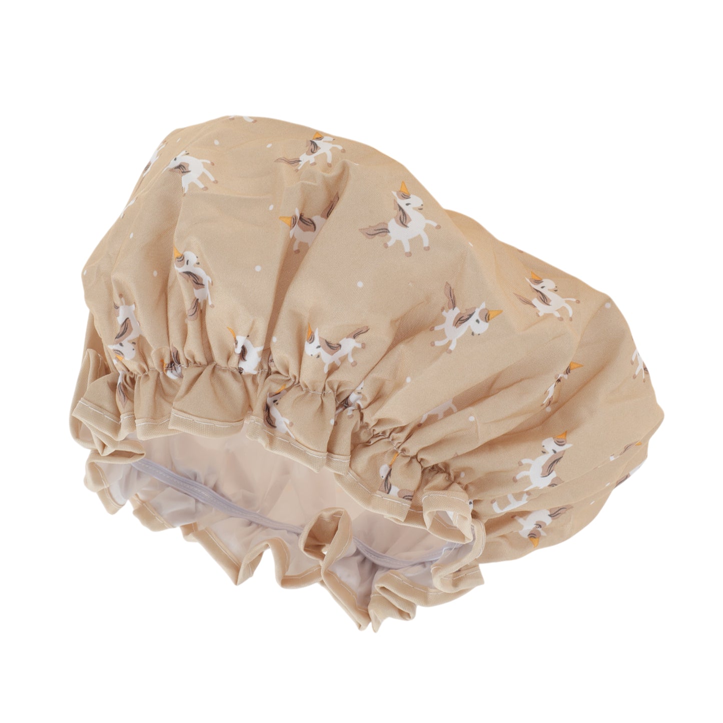 1 Pc Reusable Horse Pattern Shower Cap for Shower Khaki