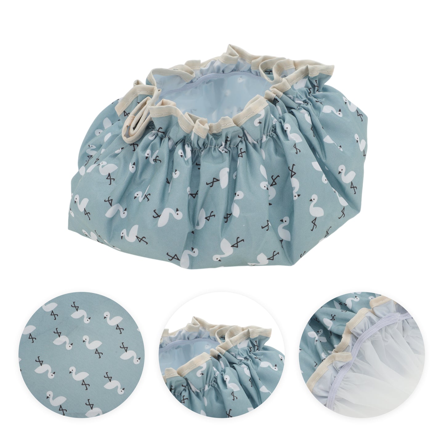 1 Pc Reusable Birds Pattern Shower Cap for Shower Blue