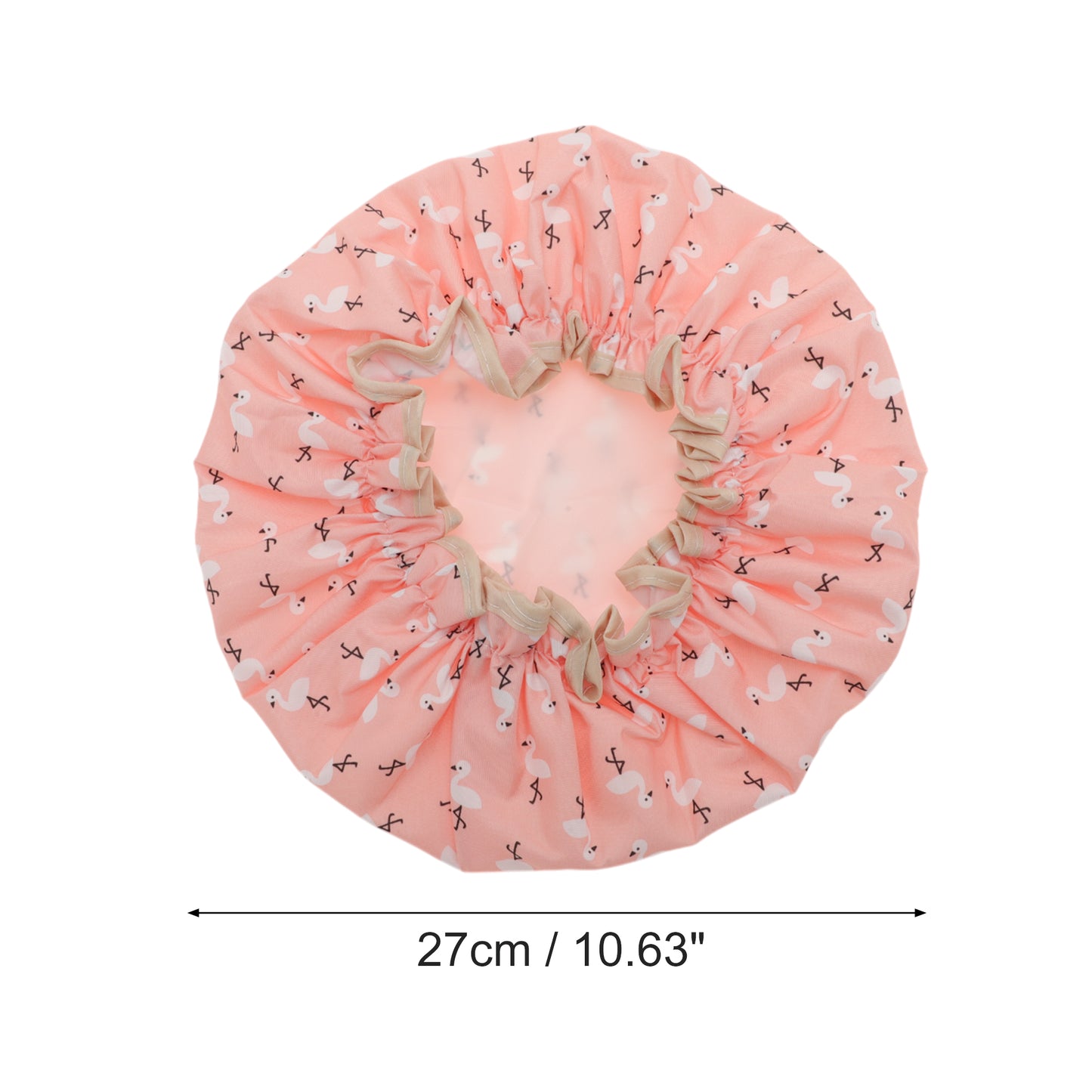 1 Pc Reusable Birds Pattern Shower Cap for Shower Orange Pink