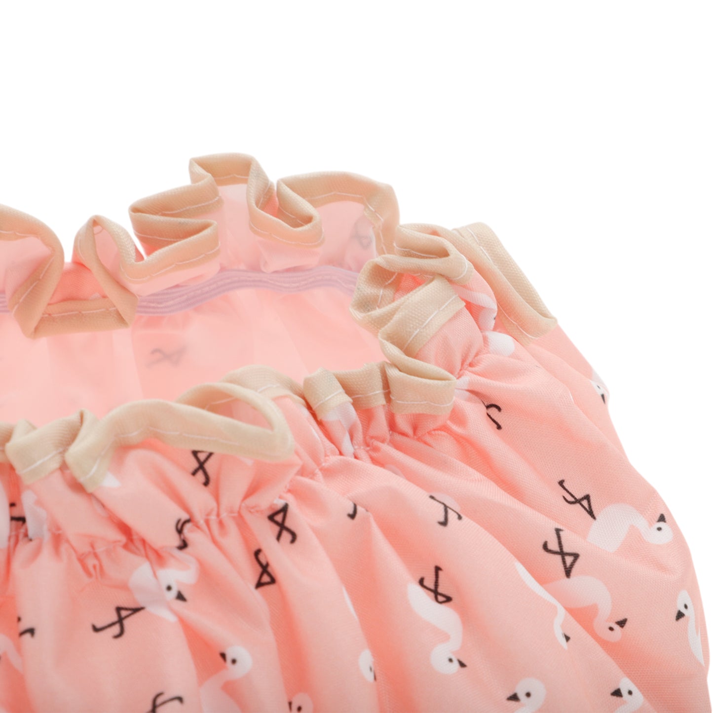 1 Pc Reusable Birds Pattern Shower Cap for Shower Orange Pink