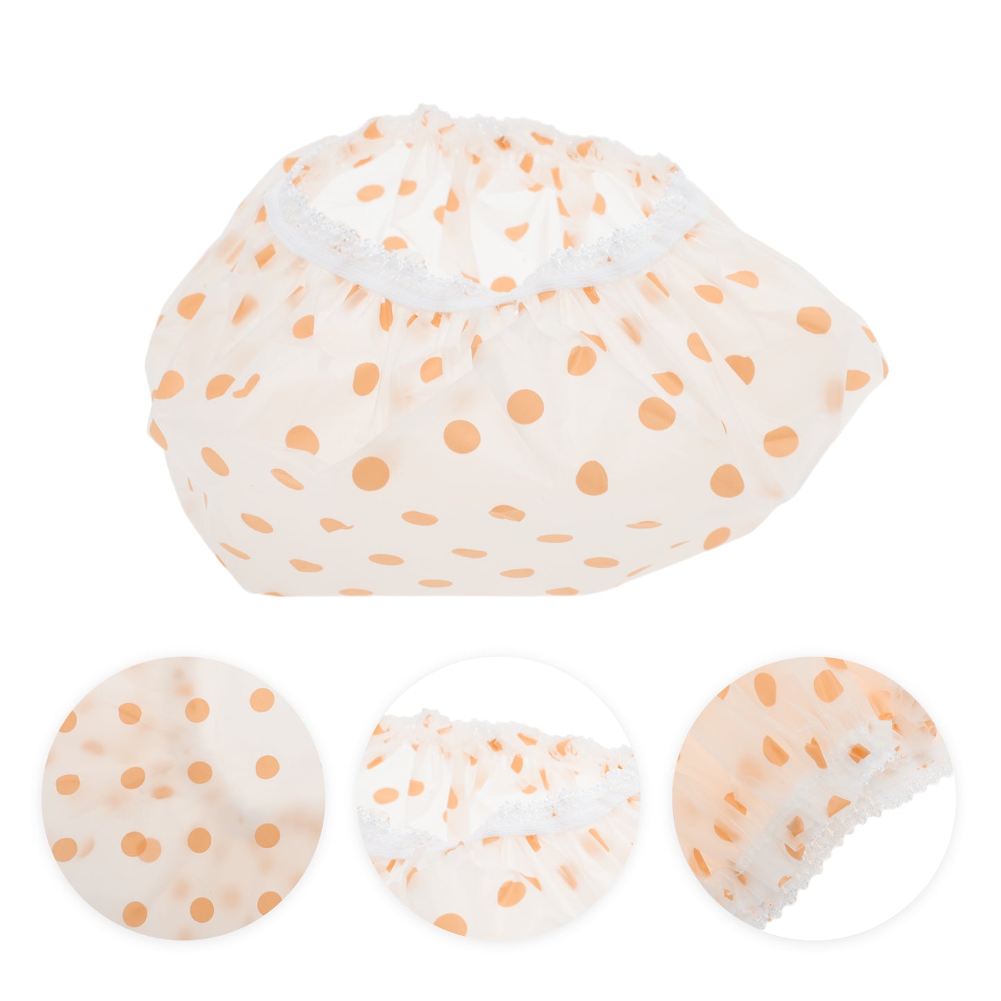 1 Pc Reusable Dots Single Layer Shower Cap for Shower Orange