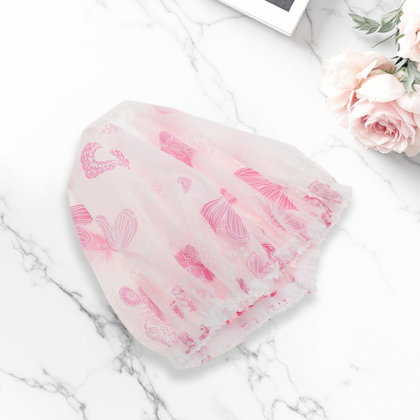 1 Pc Reusable Single Layer Shower Cap for Shower Pink
