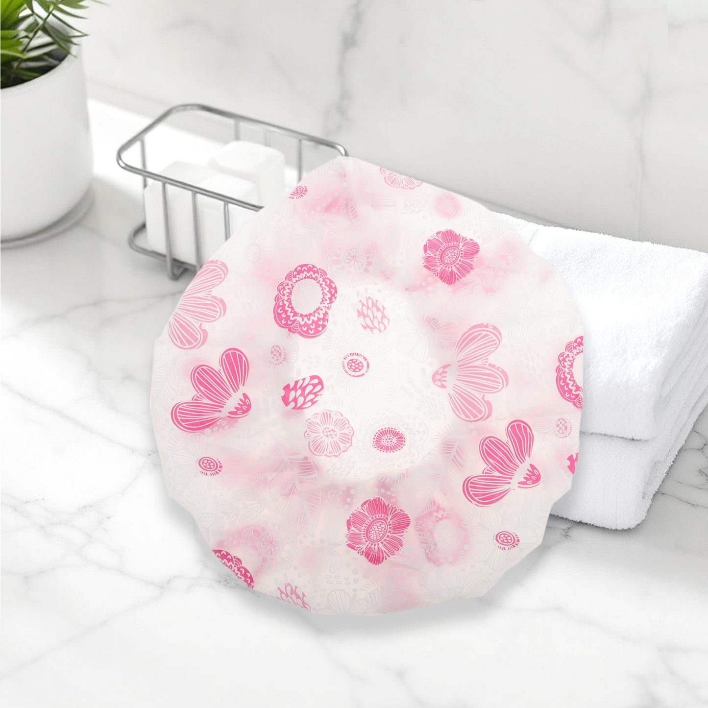 1 Pc Reusable Single Layer Shower Cap for Shower Pink