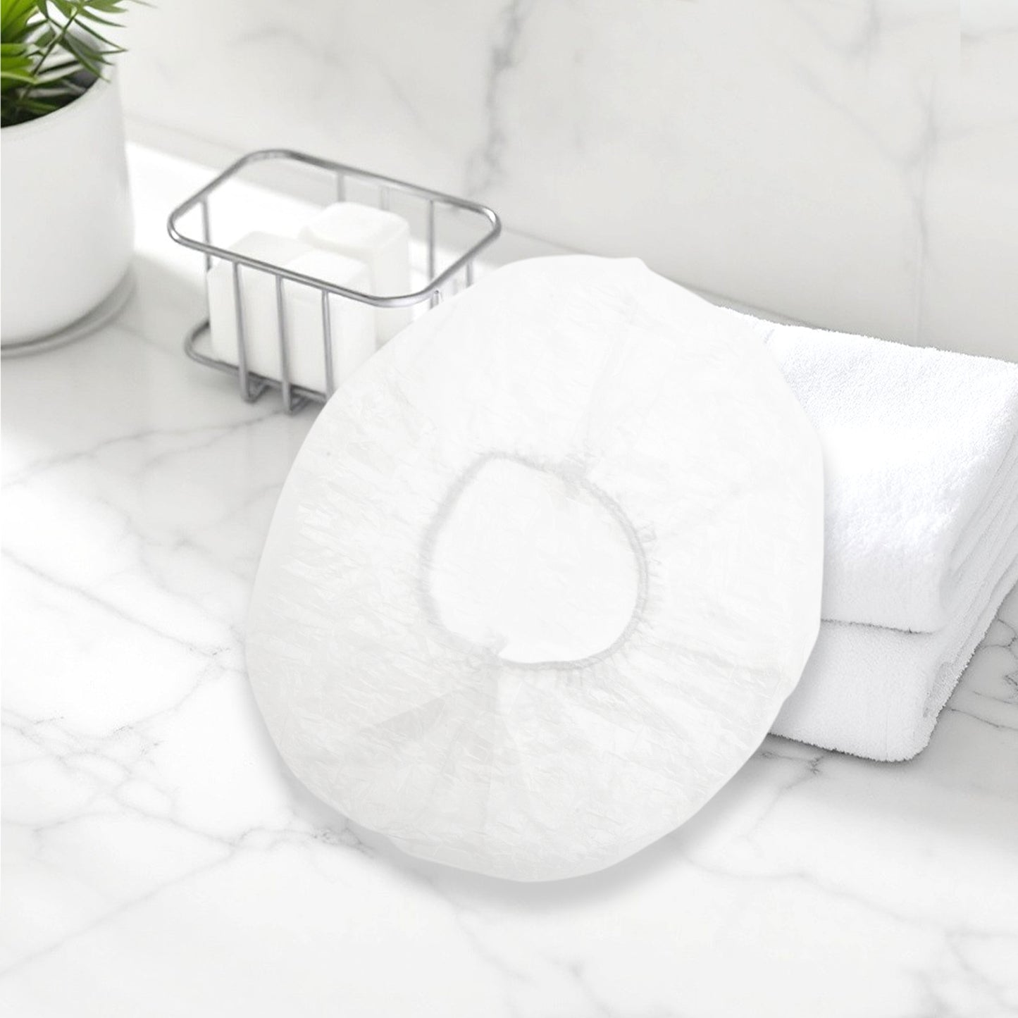 100 Pcs Set Disposable Multifunction Shower Cap for Shower Clear