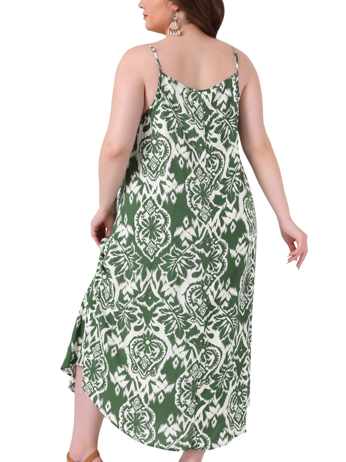 Women's Plus Size Bohemian Spaghetti Straps Summer Long Maxi Beach Dress