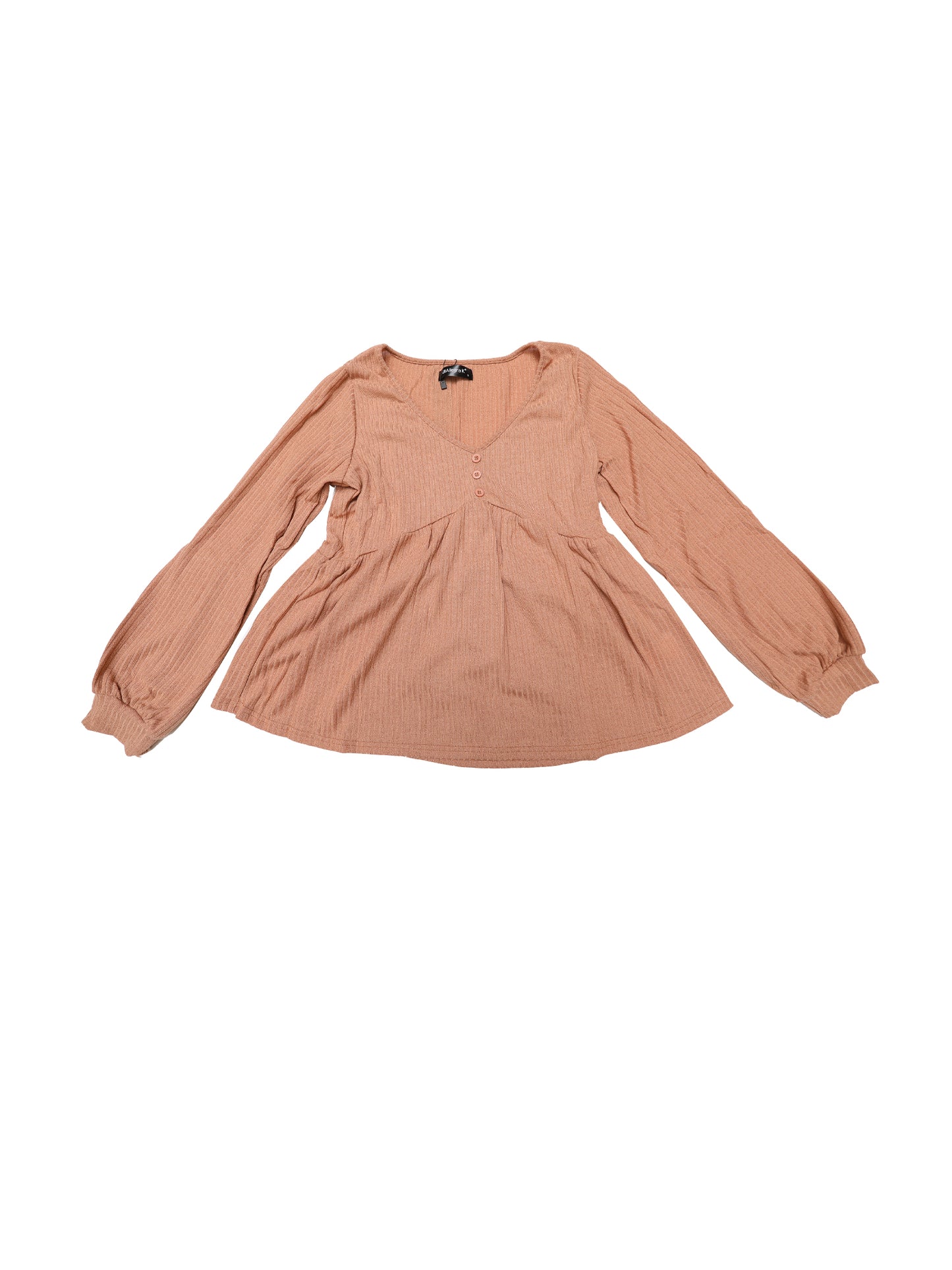 Women's Knit Peplum Top V Neck Long Sleeve Ruffle Hem Sweater