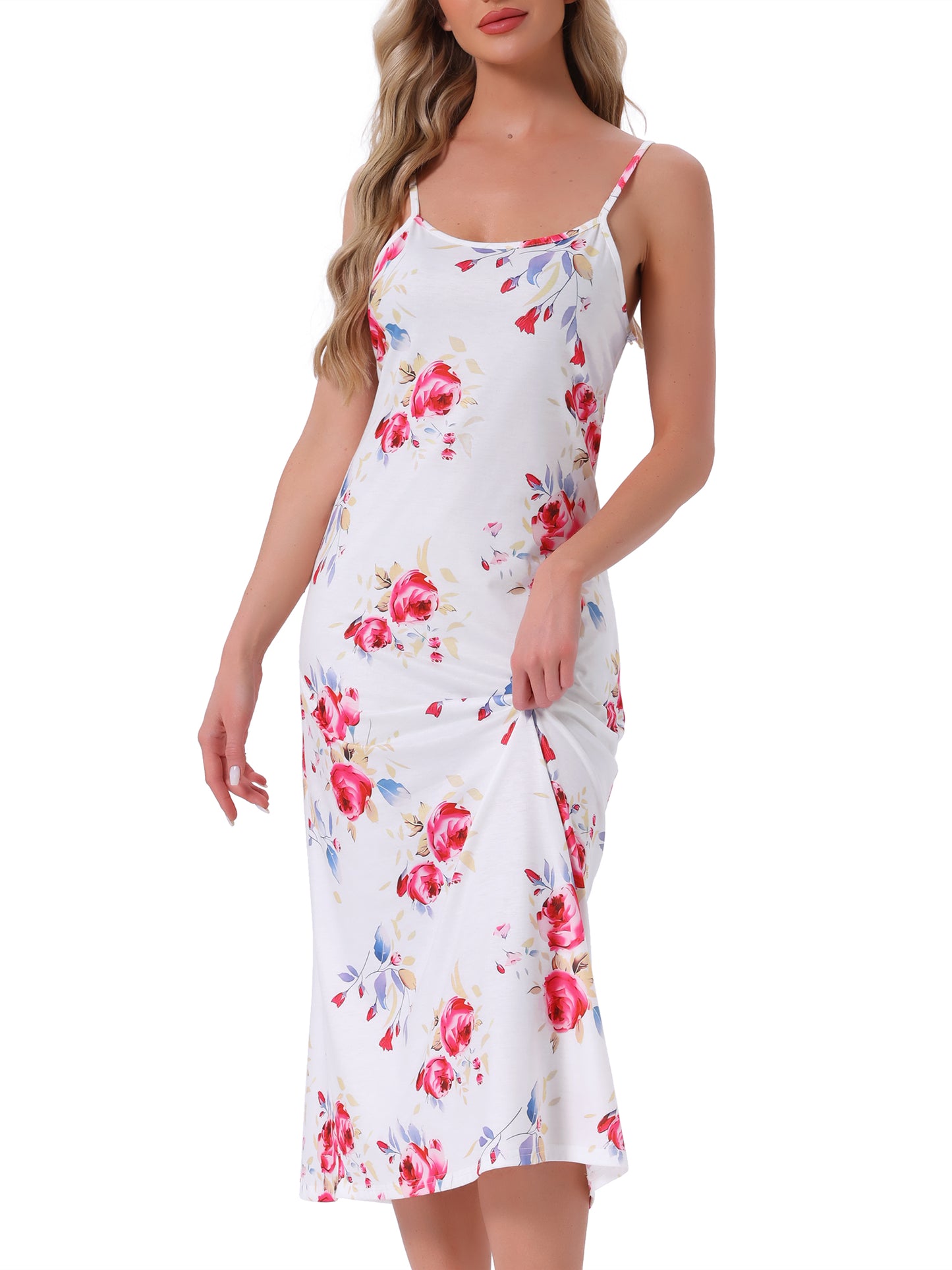 Robe longue à bretelles spaghetti pour femme (grande taille disponible)