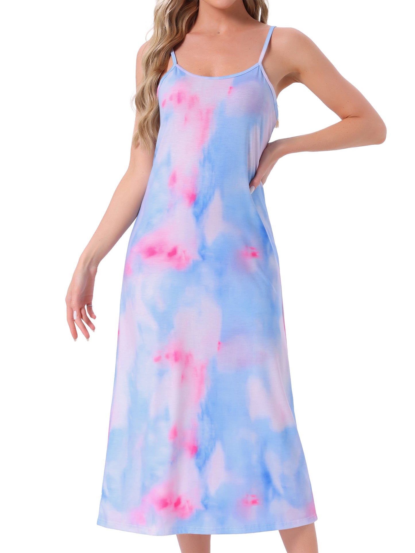 Robe longue à bretelles spaghetti pour femme (grande taille disponible)