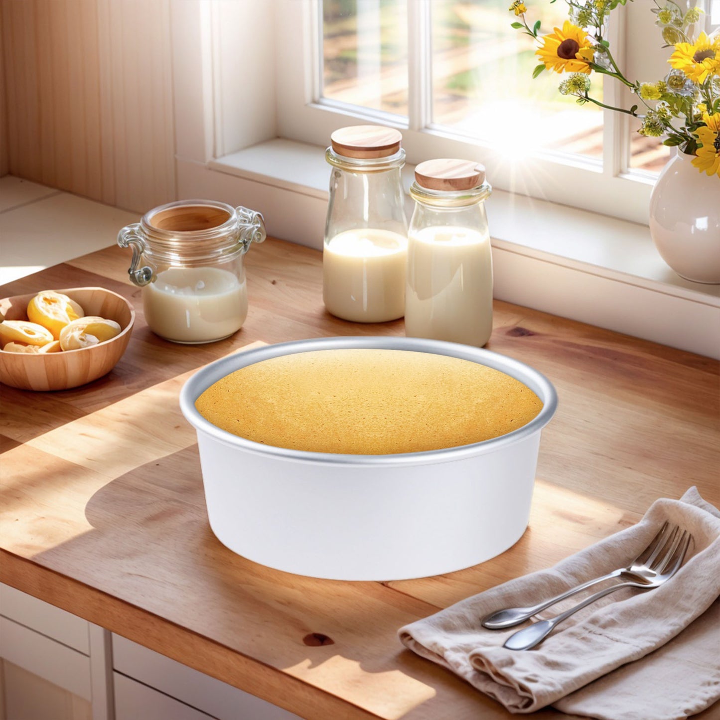 Baking Sheet Pan Set of 2, Warp-Resistant Nonstick Round Cake Pan