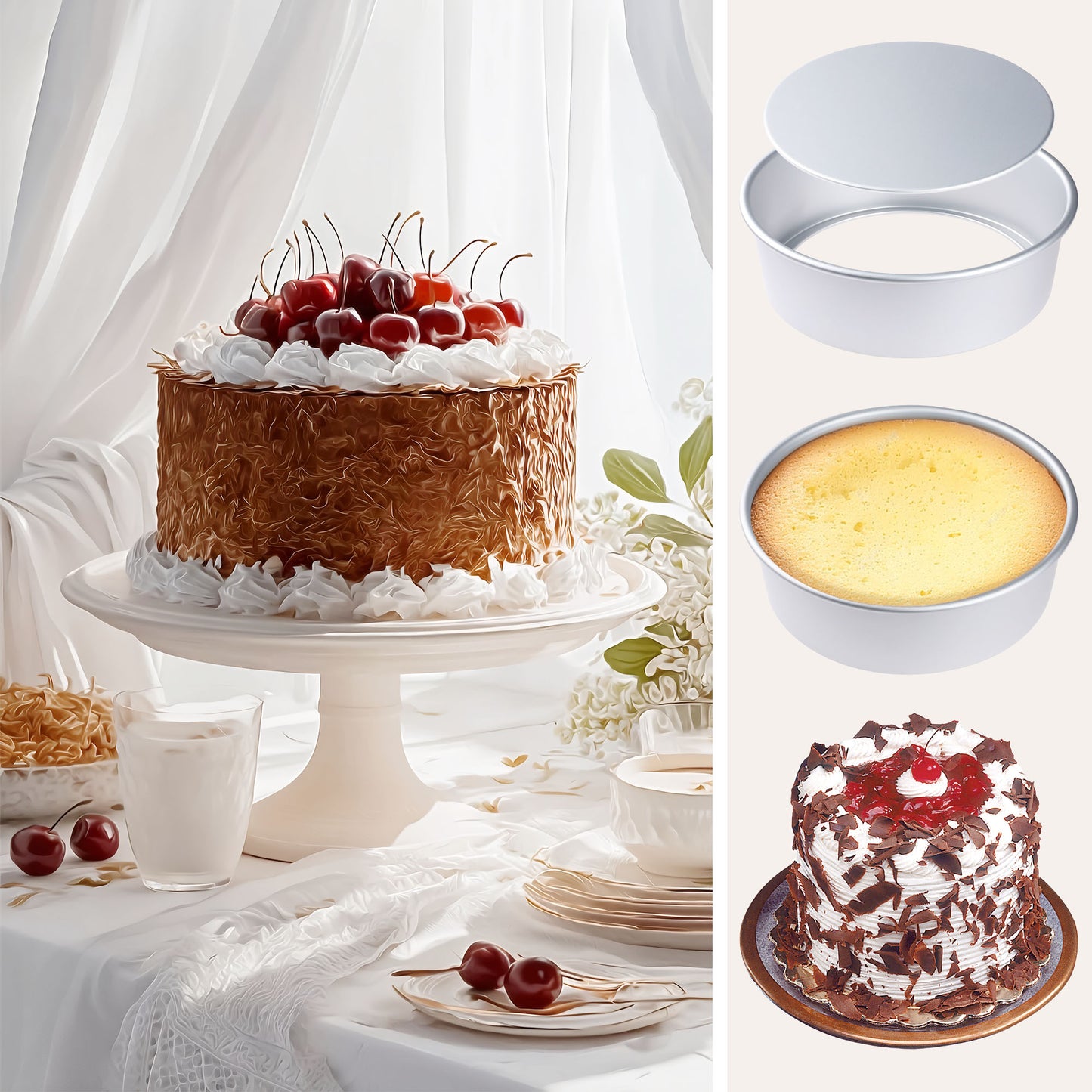 Baking Sheet Pan Set of 2, Warp-Resistant Nonstick Round Cake Pan