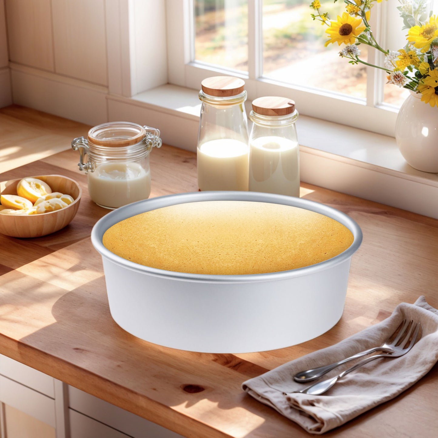 Baking Sheet Pan Set of 2, Warp-Resistant Nonstick Round Cake Pan