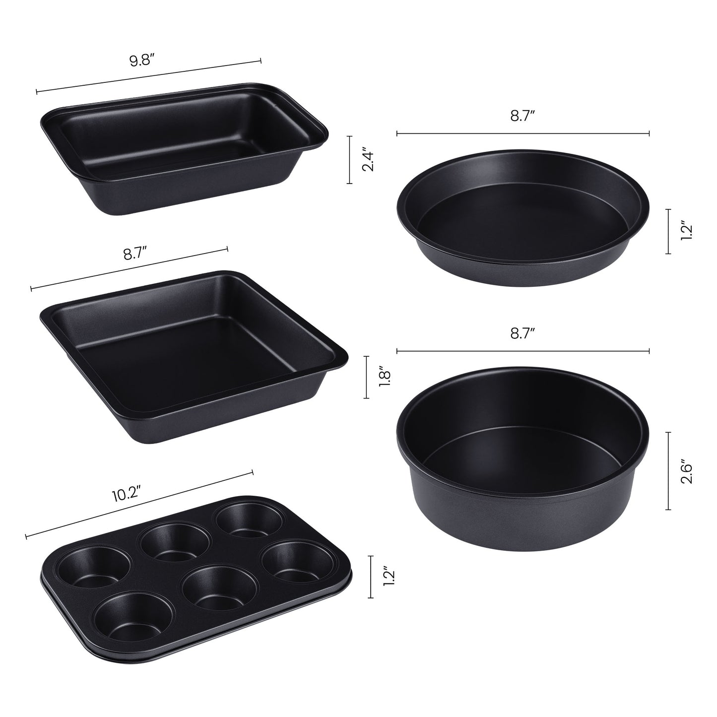 5 Pieces Nonstick, Carbon Steel Bakeware Set,Sheet Pans for Baking 5PCS