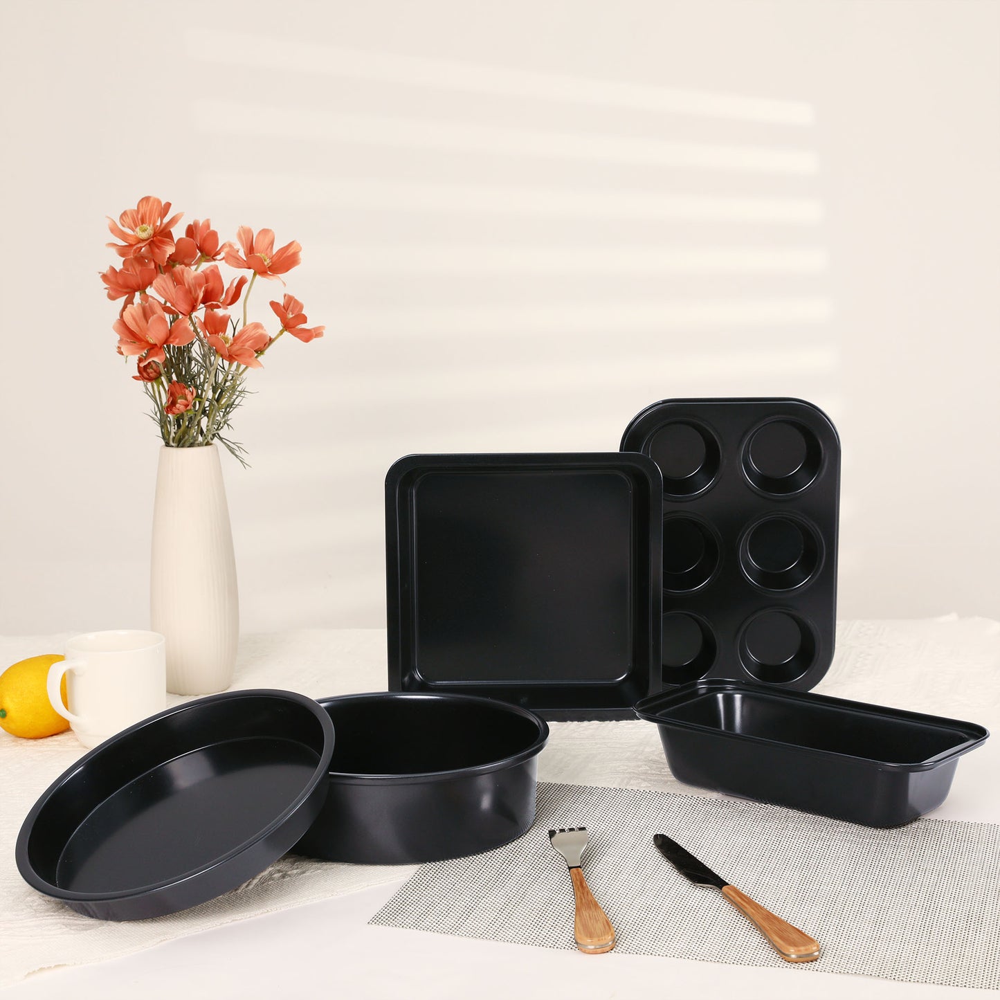 5 Pieces Nonstick, Carbon Steel Bakeware Set,Sheet Pans for Baking 5PCS