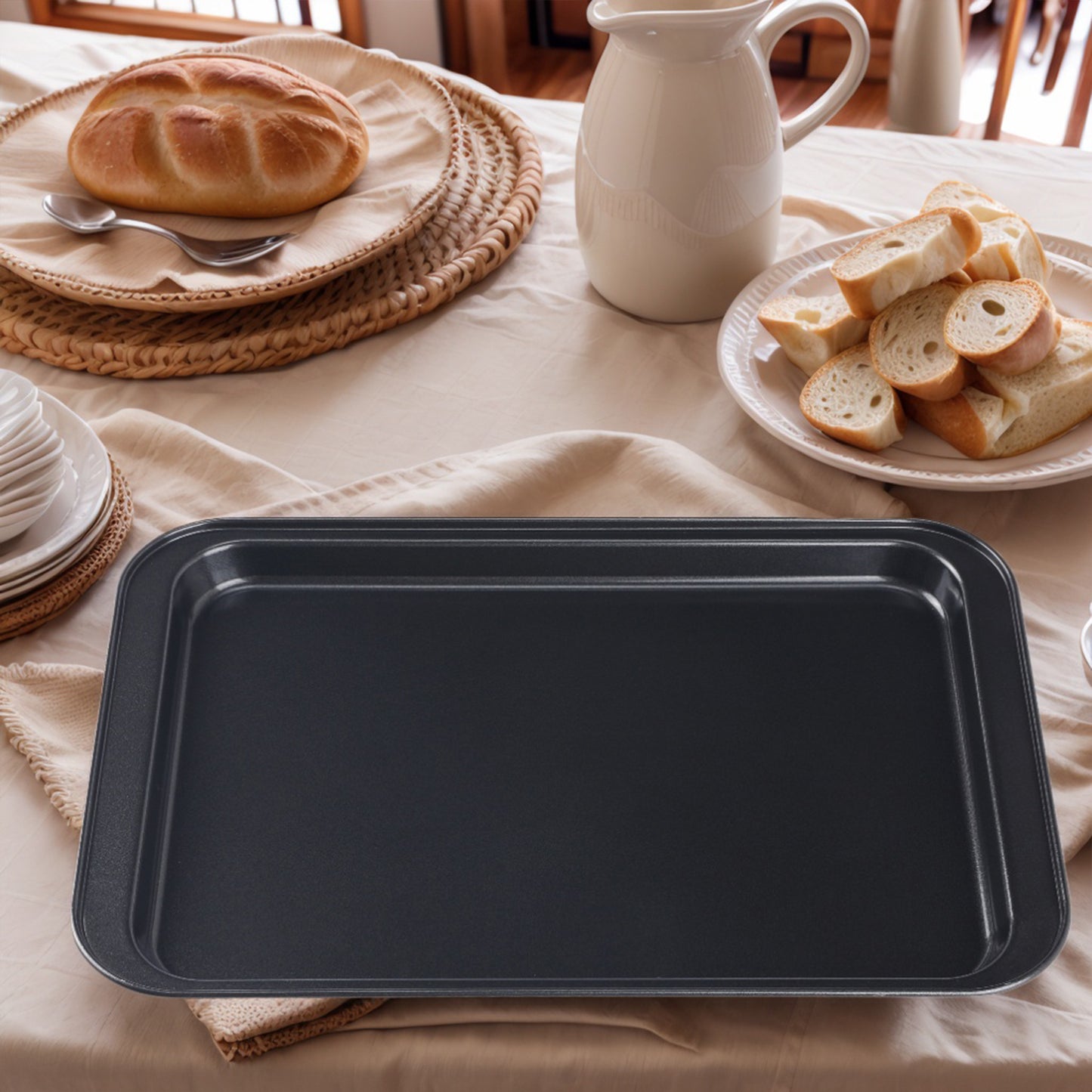 Baking Sheet Pan Set of 3, Rectangular Warp Resistant Nonstick Cake Pan