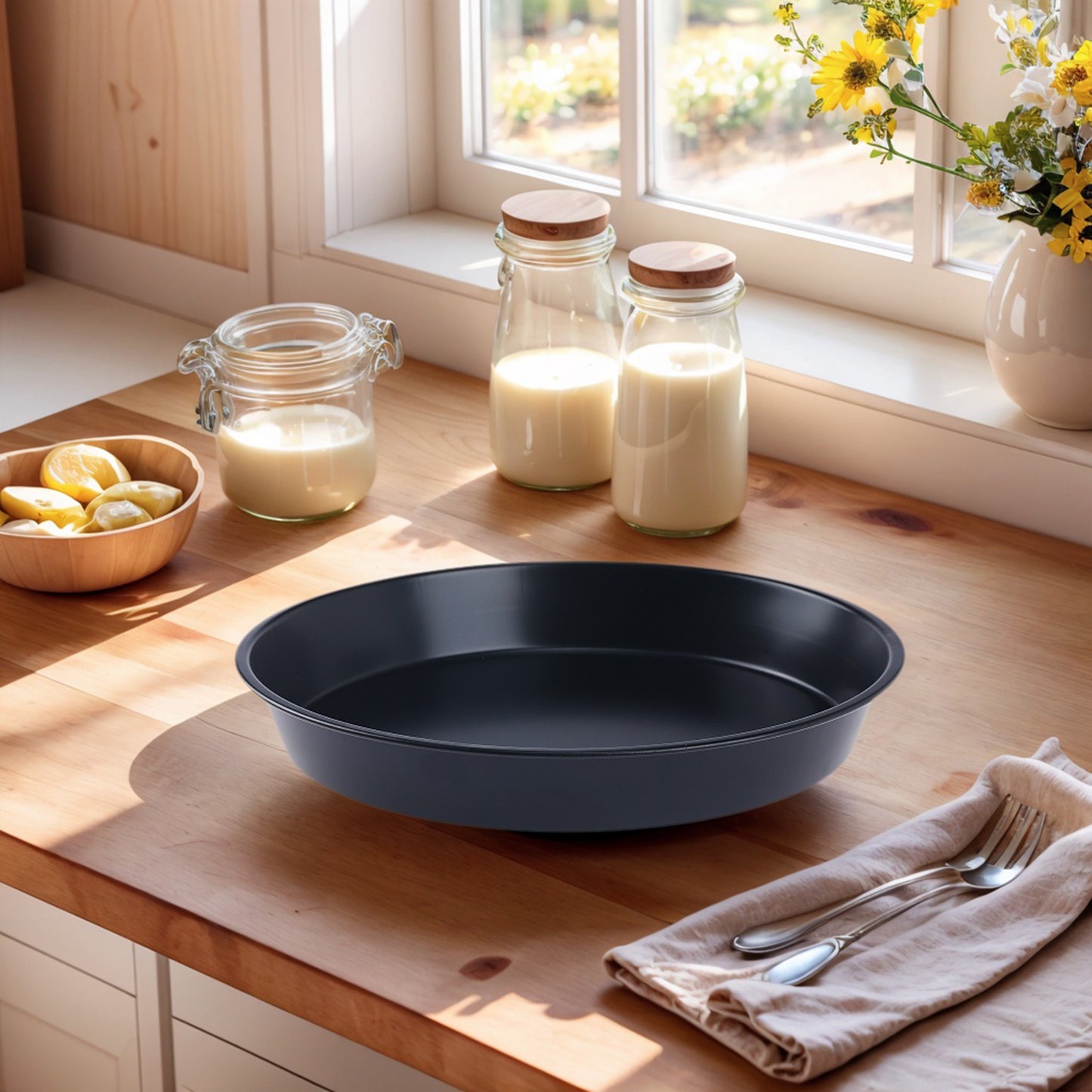 Baking Sheet Pan Set of 3, Warp-Resistant Nonstick Round Cake Pan