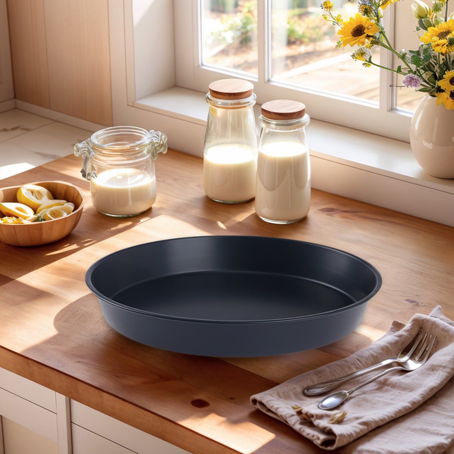 Baking Sheet Pan Set of 2, Cookie Sheets, Warp-Resistant Nonstick Round Cake Pan