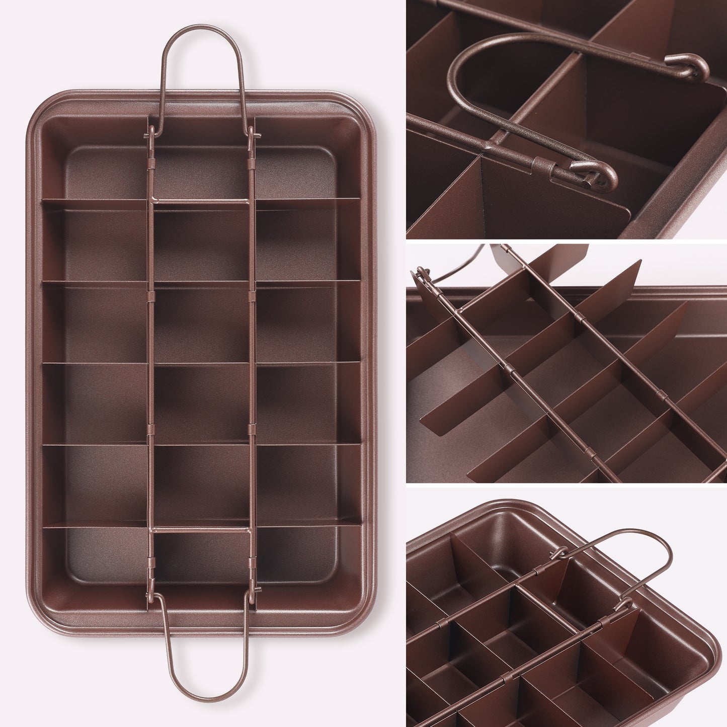 Brownie Pan with Dividers Non-stick, Durable Stainsteel, Cake Pan for Making Brownie Bites