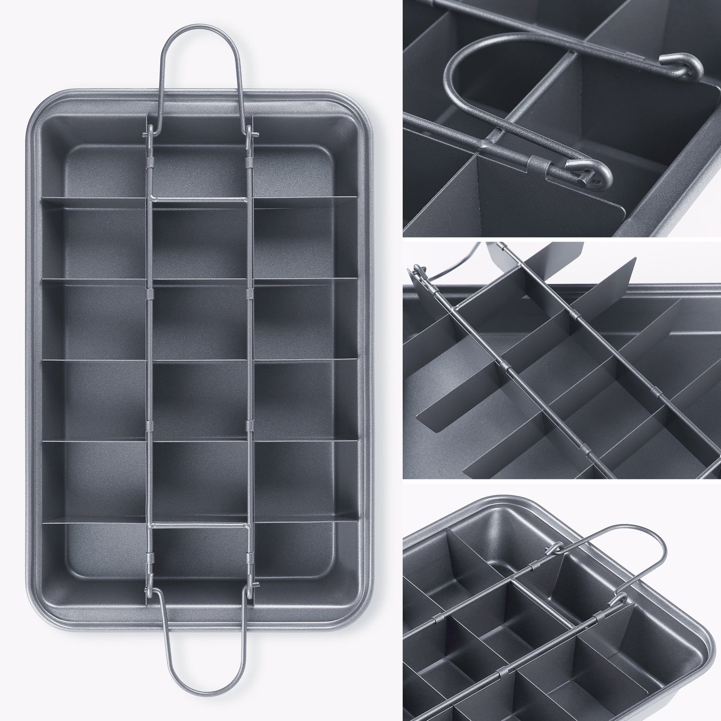 Brownie Pan with Dividers Non-stick, Durable Stainsteel, Cake Pan for Making Brownie Bites