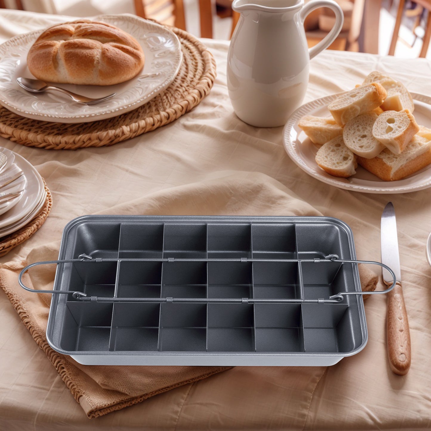 Brownie Pan with Dividers Non-stick, Durable Stainsteel, Cake Pan for Making Brownie Bites