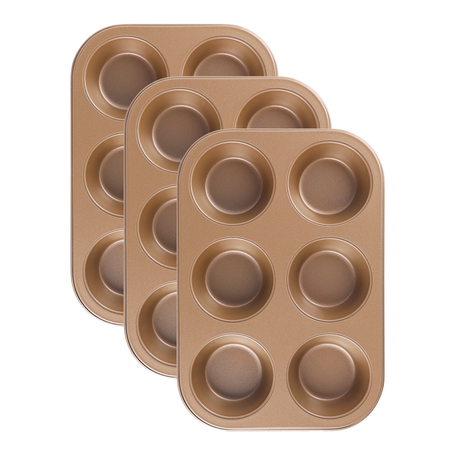 Paquete de 3 moldes para cupcakes, antiadherentes, para 12 muffins