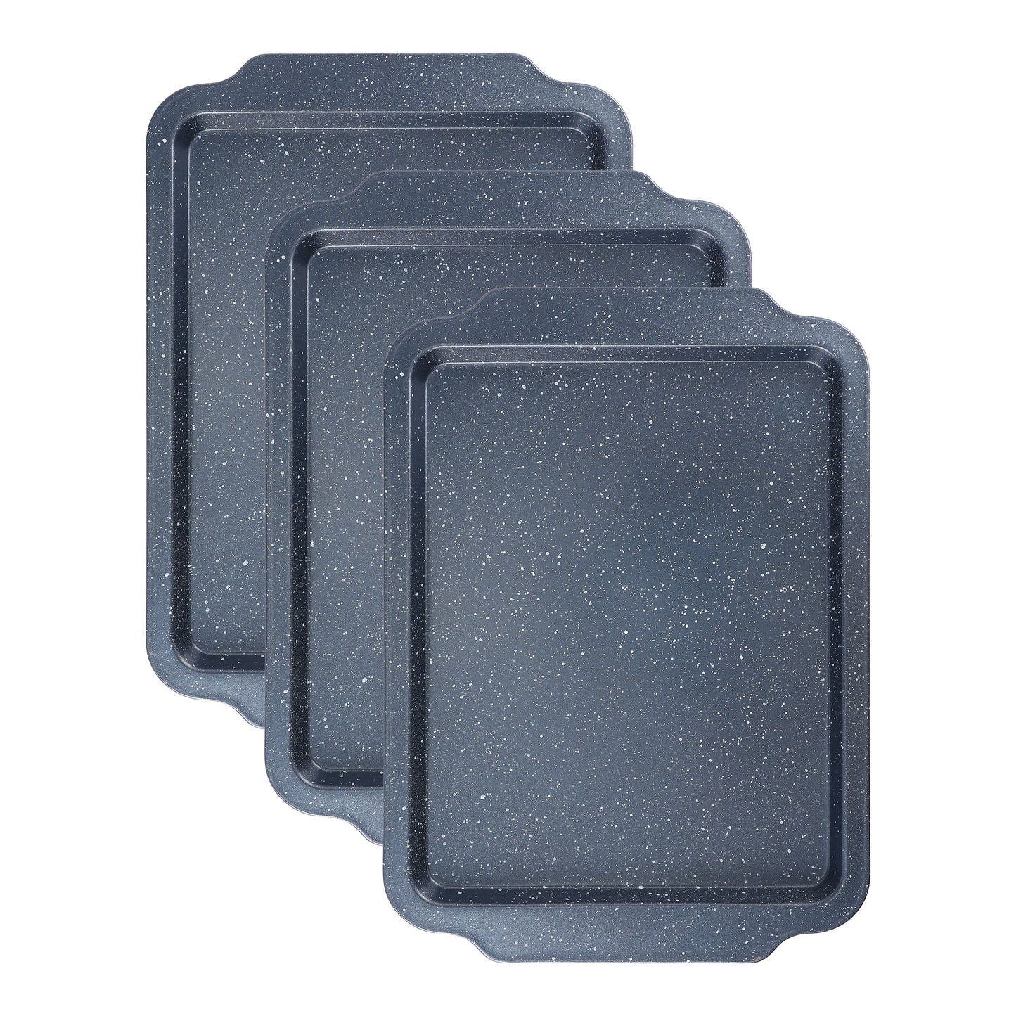 Baking Sheet Pan Set of 3, Solid Cookie Sheets for Oven Cooking, Nonstick Cake Pan