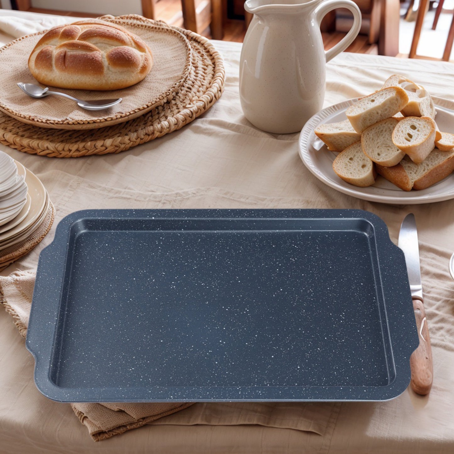 Juego de 3 bandejas para hornear, bandejas sólidas para hornear galletas, molde antiadherente para pasteles