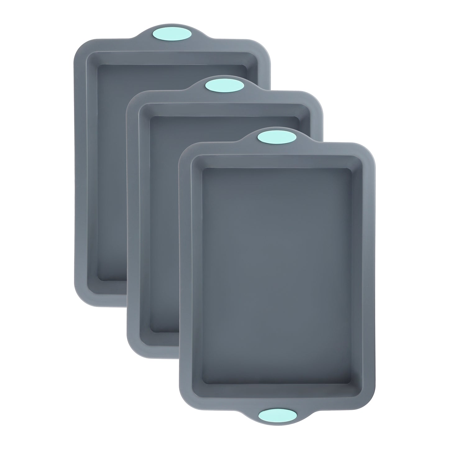 Paquete de 3 moldes antiadherentes de silicona para hornear pasteles, resistentes al calor.