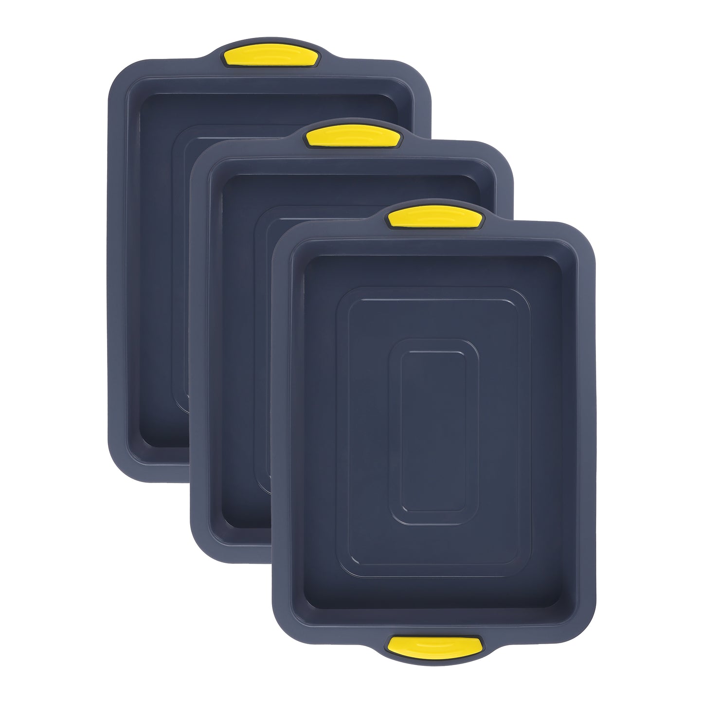 Paquete de 3 moldes antiadherentes de silicona para hornear pasteles, resistentes al calor.