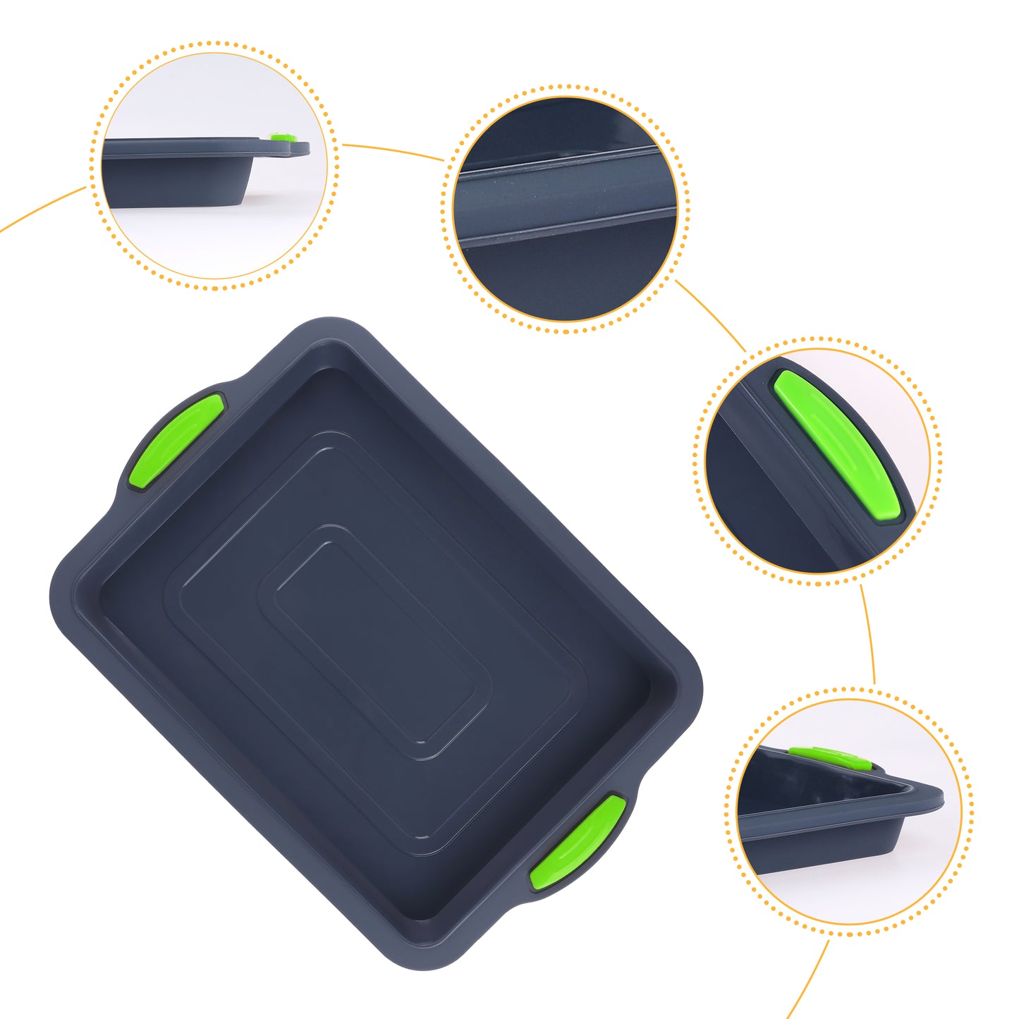 Paquete de 3 moldes antiadherentes de silicona para hornear pasteles, resistentes al calor.