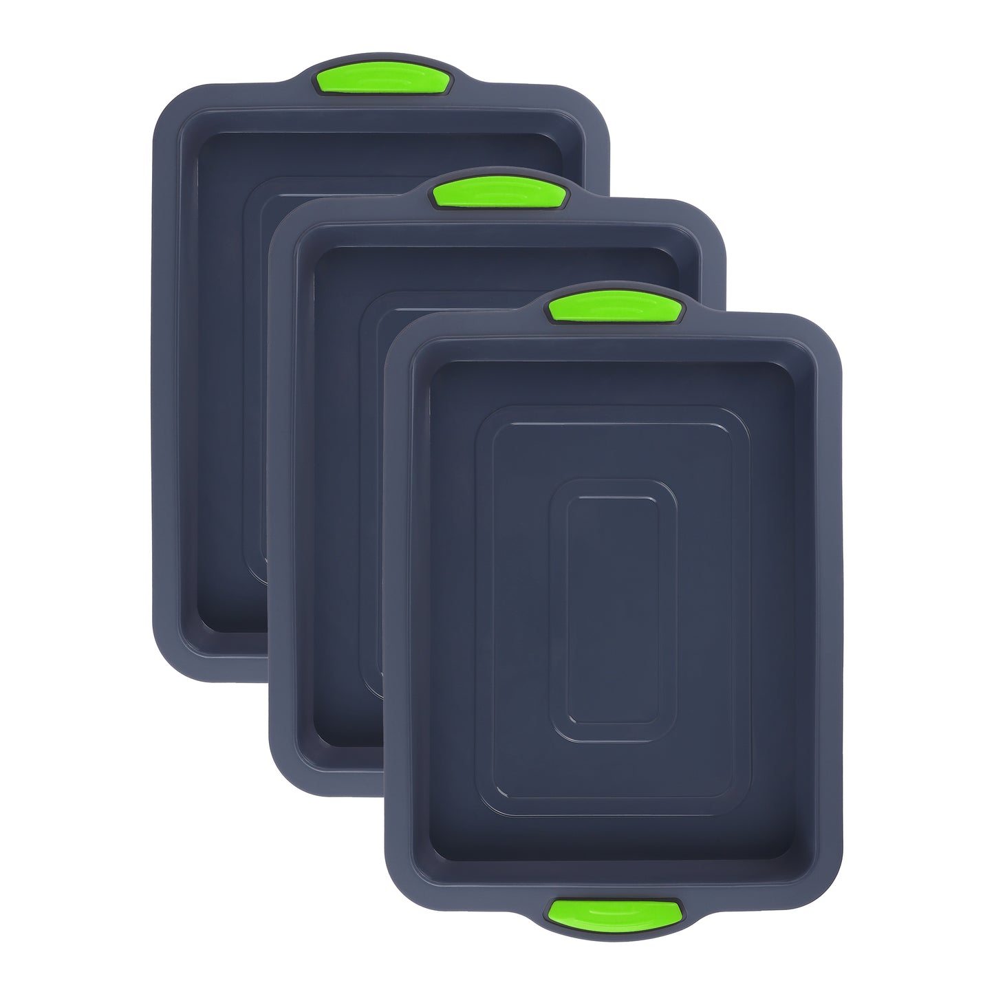 Paquete de 3 moldes antiadherentes de silicona para hornear pasteles, resistentes al calor.