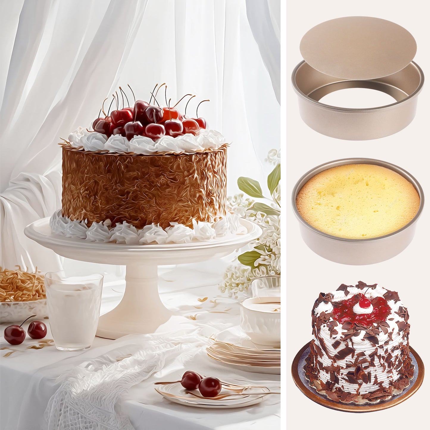 Baking Sheet Pan Set of 3, Warp Resistant Round Cake Pan