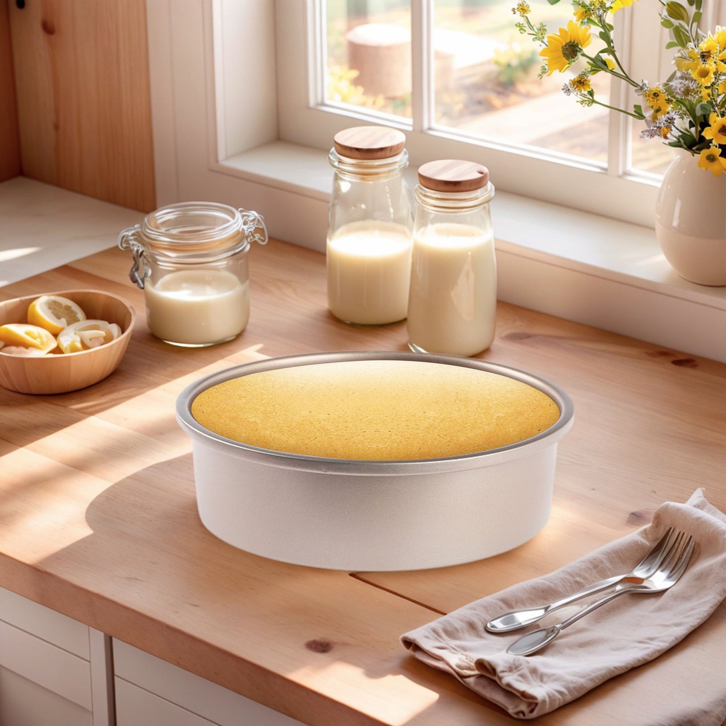 Baking Sheet Pan Set of 3, Warp Resistant Round Cake Pan