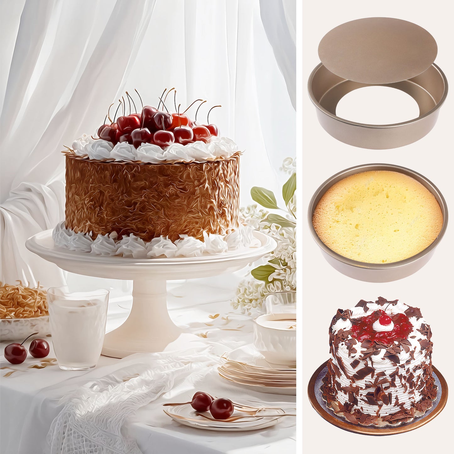 Baking Sheet Pan Set of 3, Warp Resistant Round Cake Pan