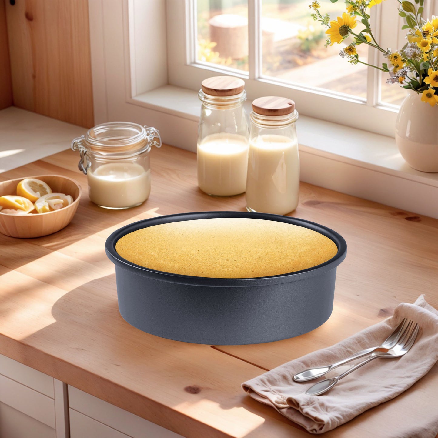 Baking Sheet Pan Set of 3, Cookie Sheets for Oven Cooking, Nonstick Round Cake Pan