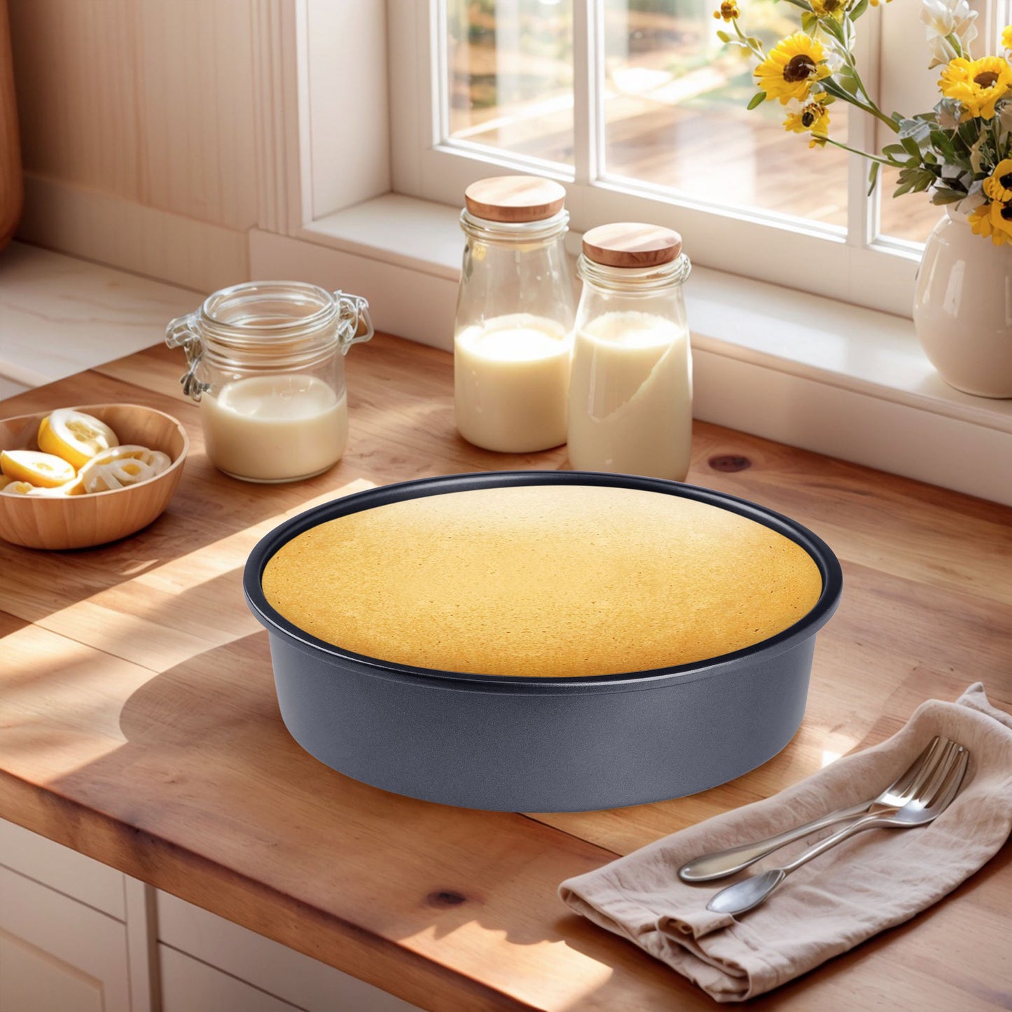 Baking Sheet Pan Set of 3, Cookie Sheets for Oven Cooking, Nonstick Round Cake Pan
