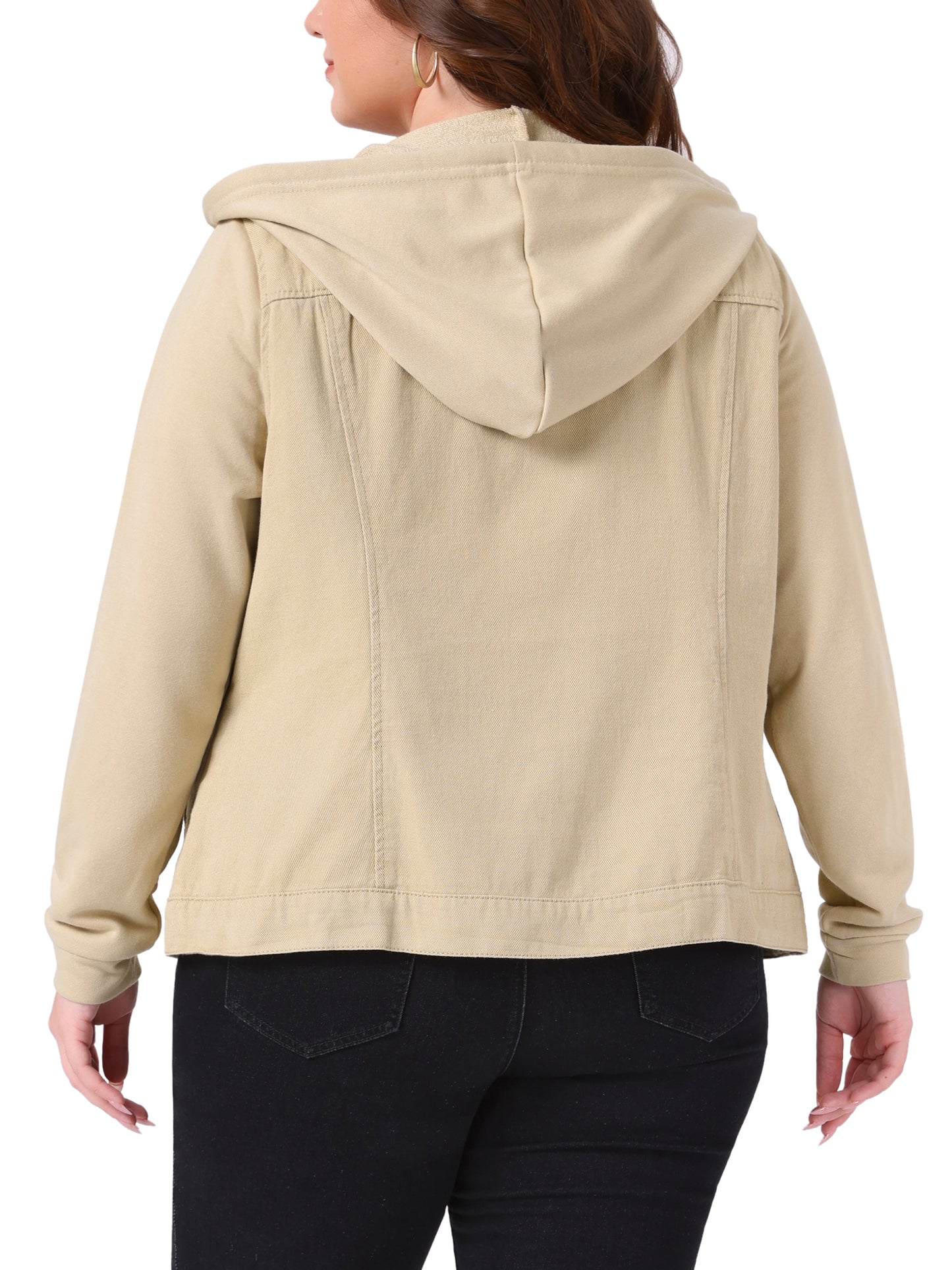Chaqueta vaquera de talla grande para mujer con capucha, manga larga, estilo western, informal, con capucha, chaqueta vaquera