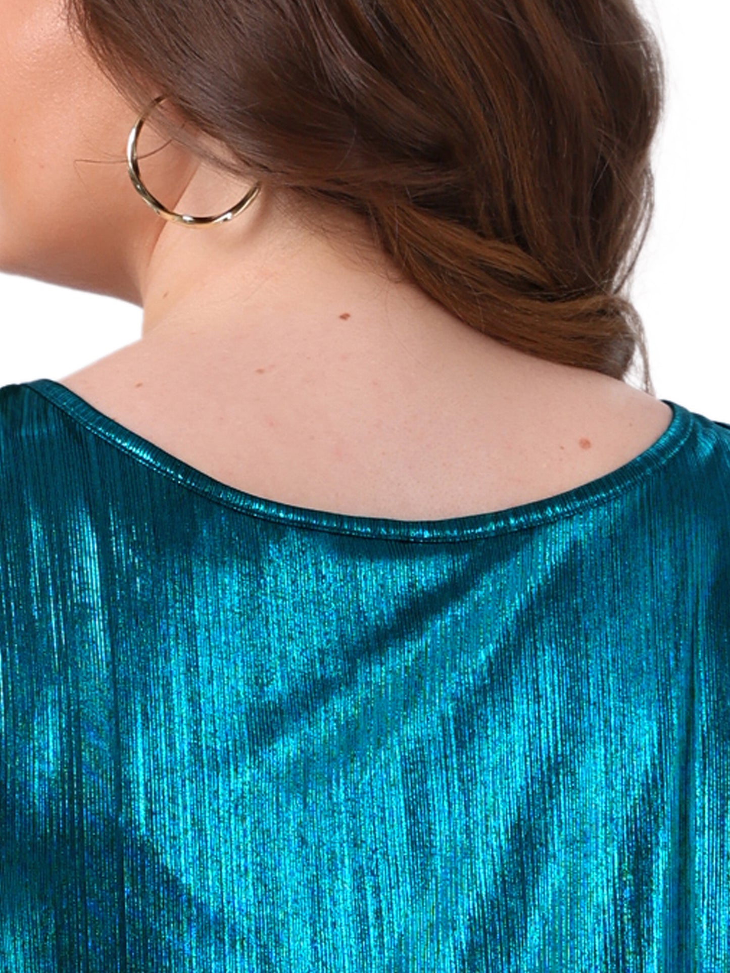 Women Plus Size Tops Scoop Neck Sleeveless Party Clubwear Holographic Shiny Metallic Tank Top
