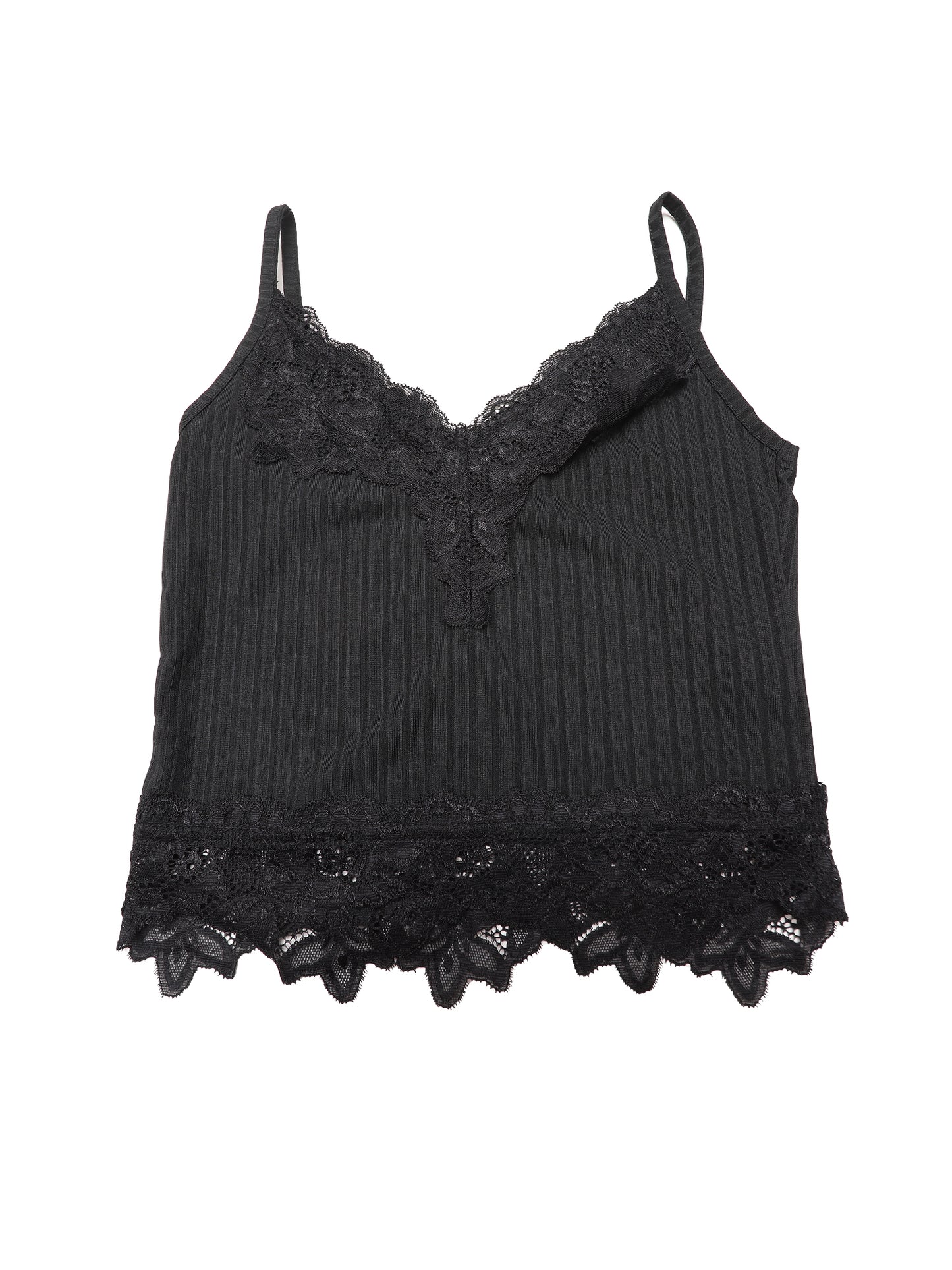 Women's Sexy V Neck Sleeveless Lace Trim Cropped Tank Top
