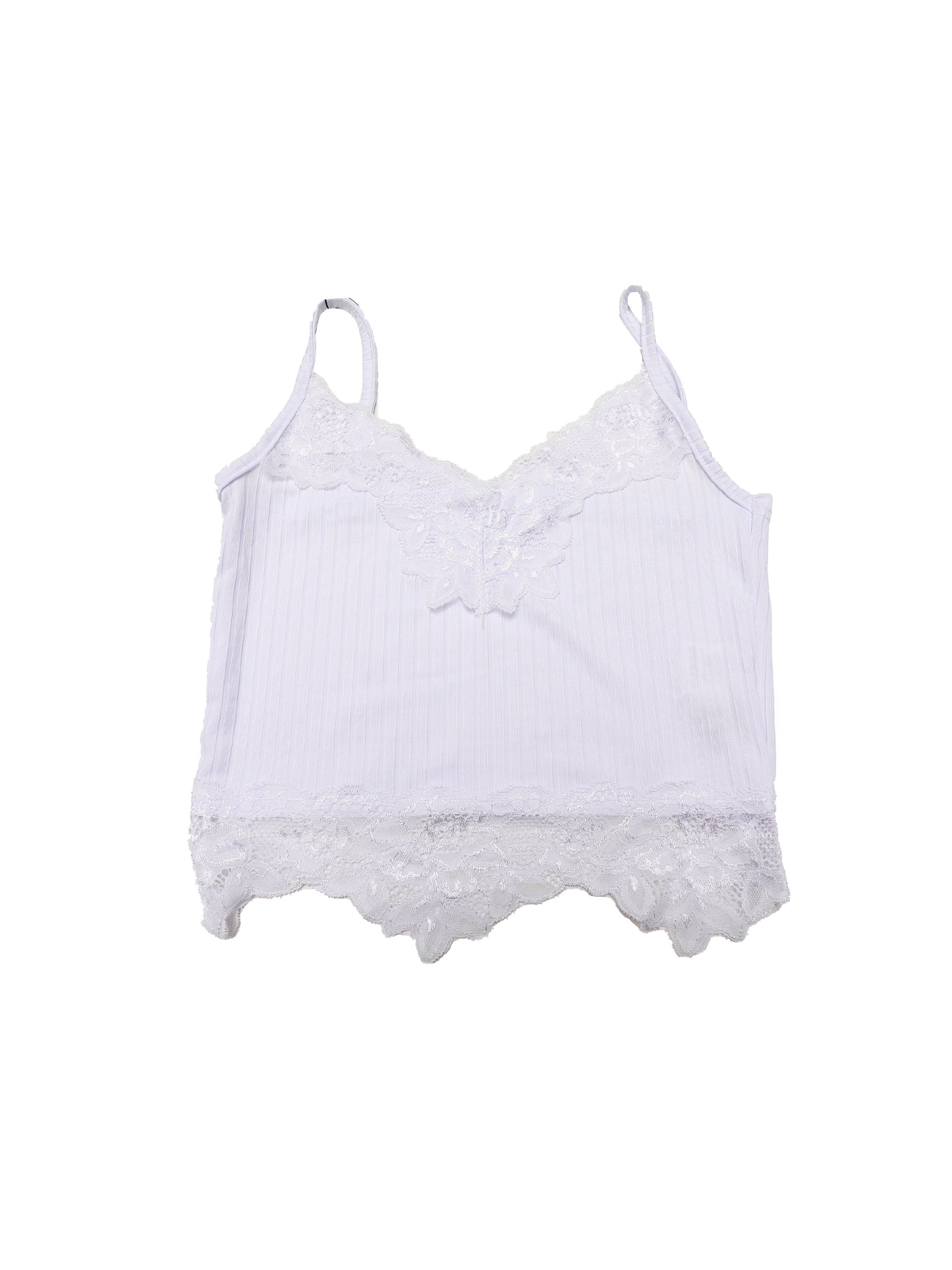 Women's Sexy V Neck Sleeveless Lace Trim Cropped Tank Top