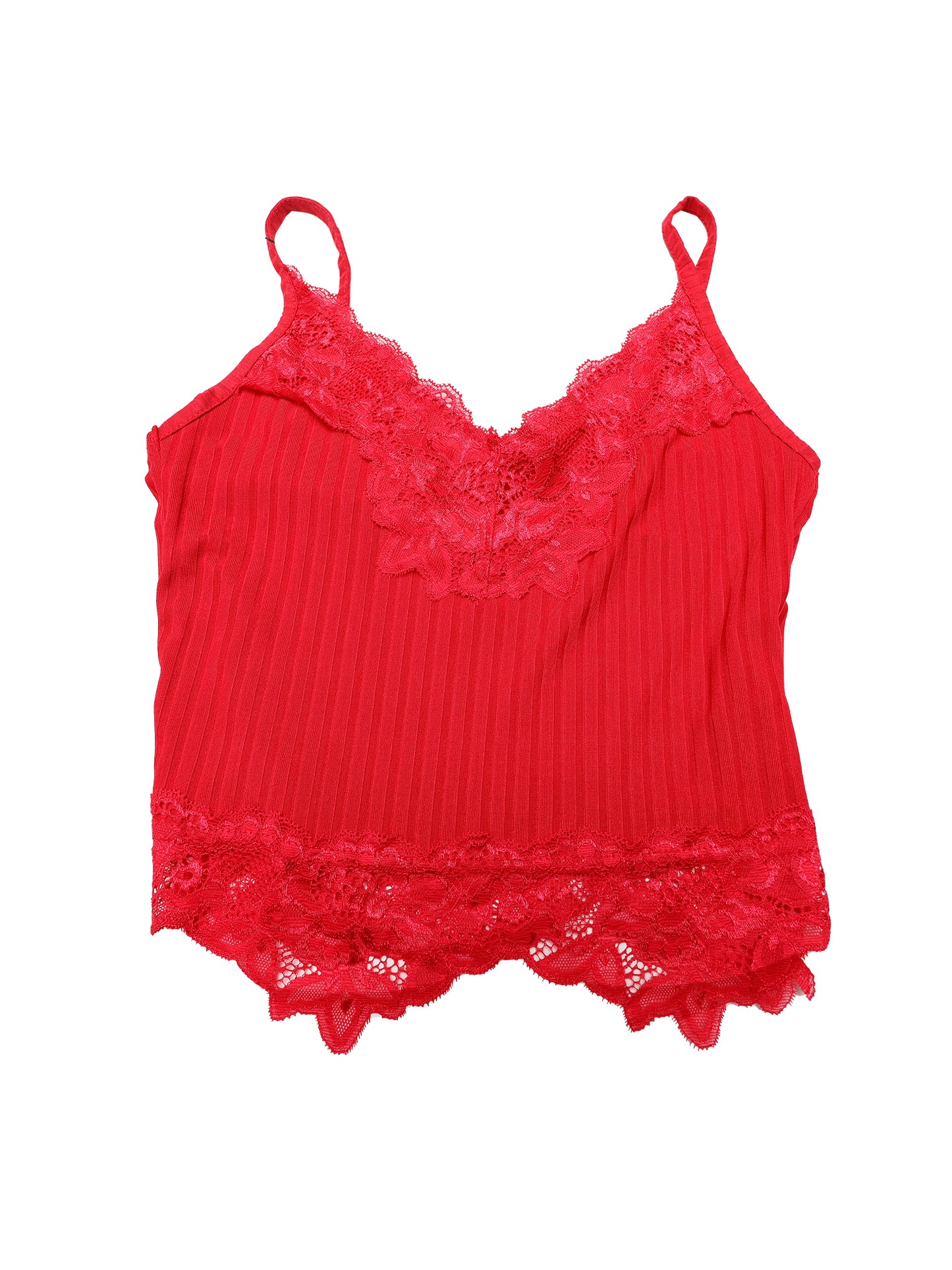 Women's Sexy V Neck Sleeveless Lace Trim Cropped Tank Top