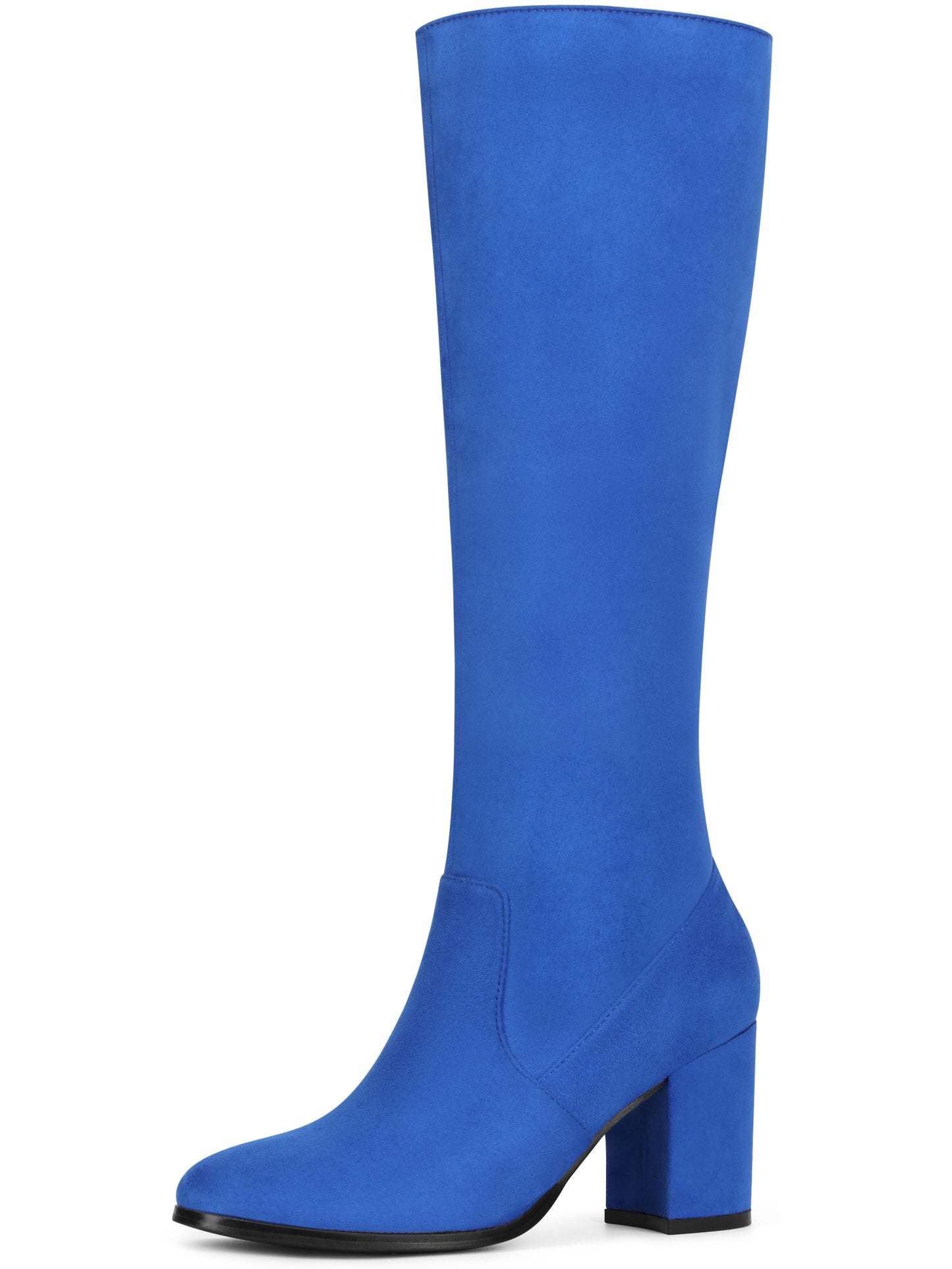 Women's Side Zipper Knee High Boots Chunky Heel Knee Boots, Light Colors