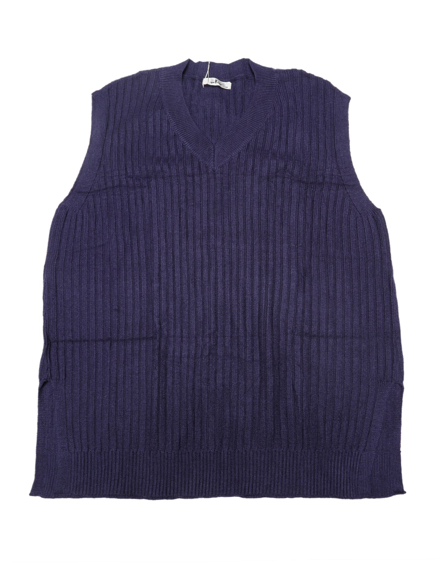 Women Plus Size Sweater Vest V Neck Sleeveless Pullover Split Hem Knit Vest Classic Sweater Tops
