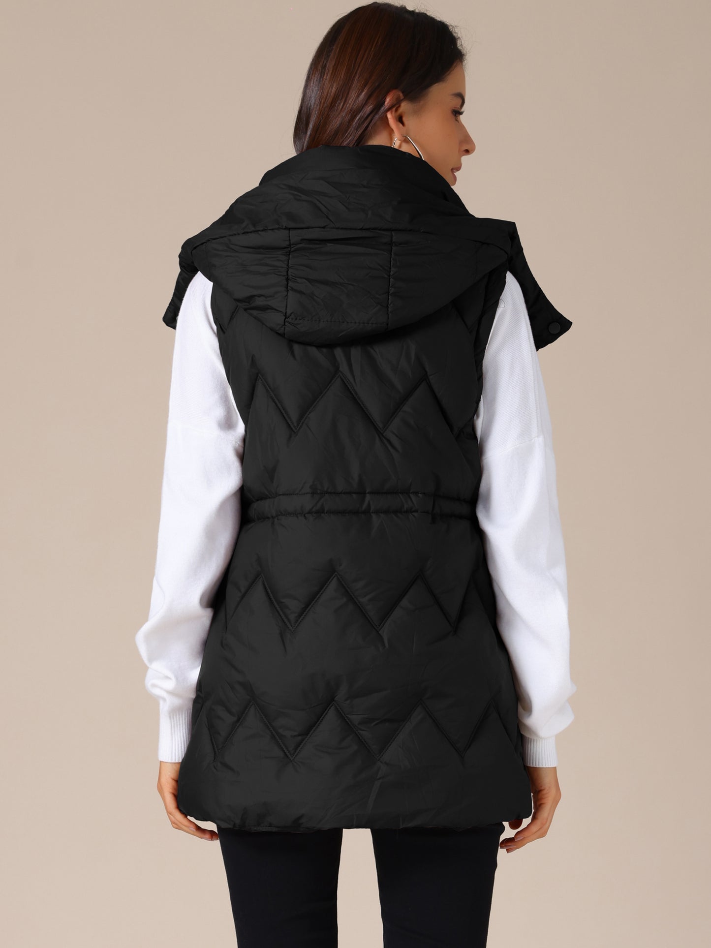 Women's Winter Zip Up Mid Long Padded Puffer Vest