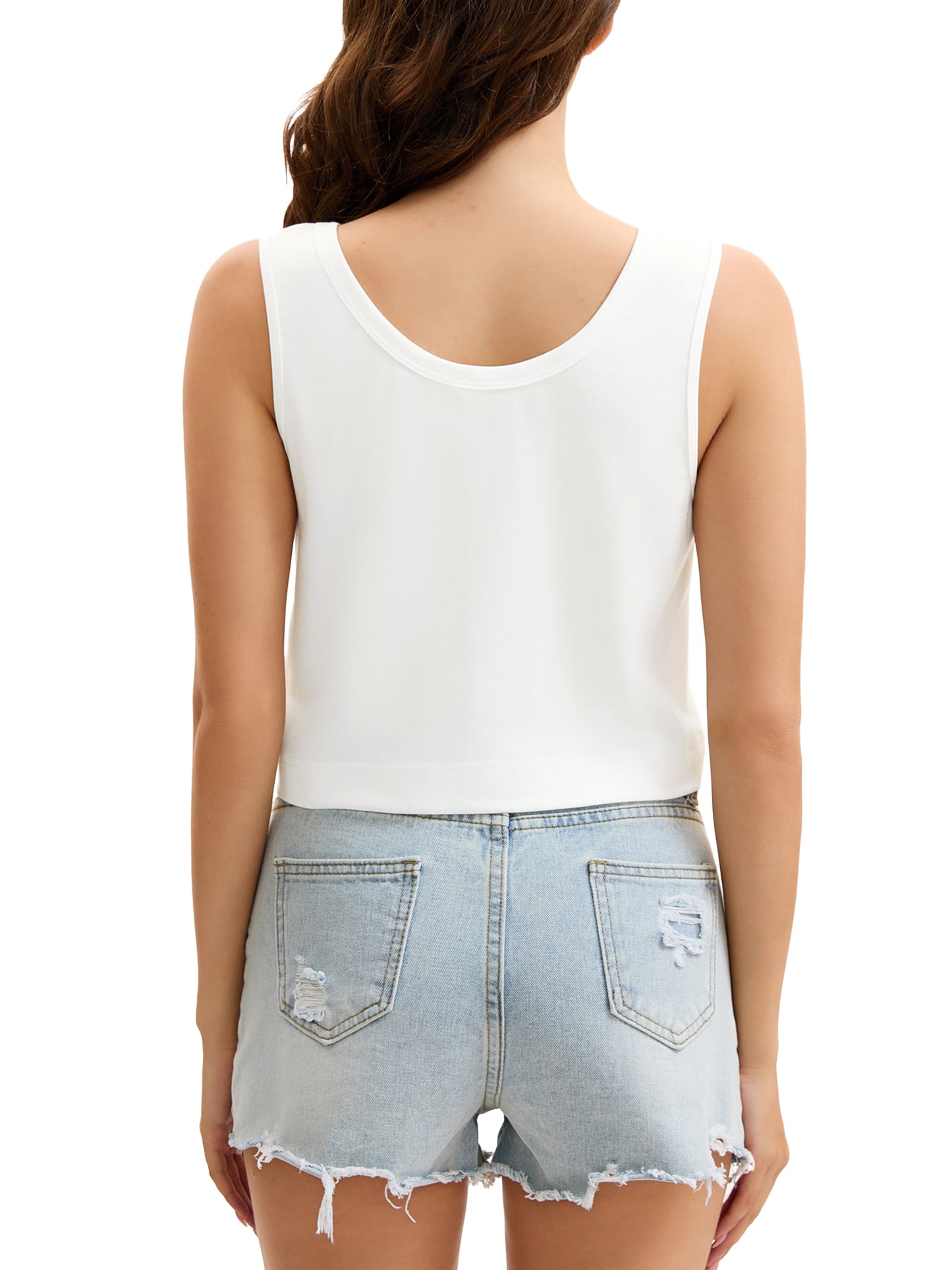Womens Summer Loose Cropped Tank Top Cotton Sleeveless Casual Crop Top