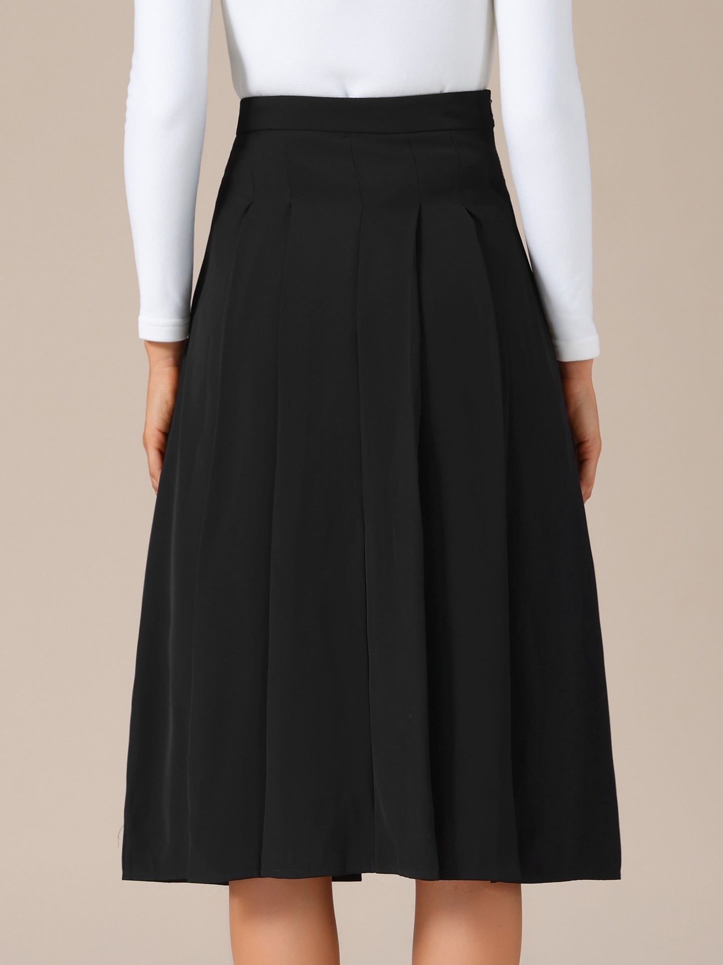 Falda midi plisada de cintura alta para oficina de otoño para mujer
