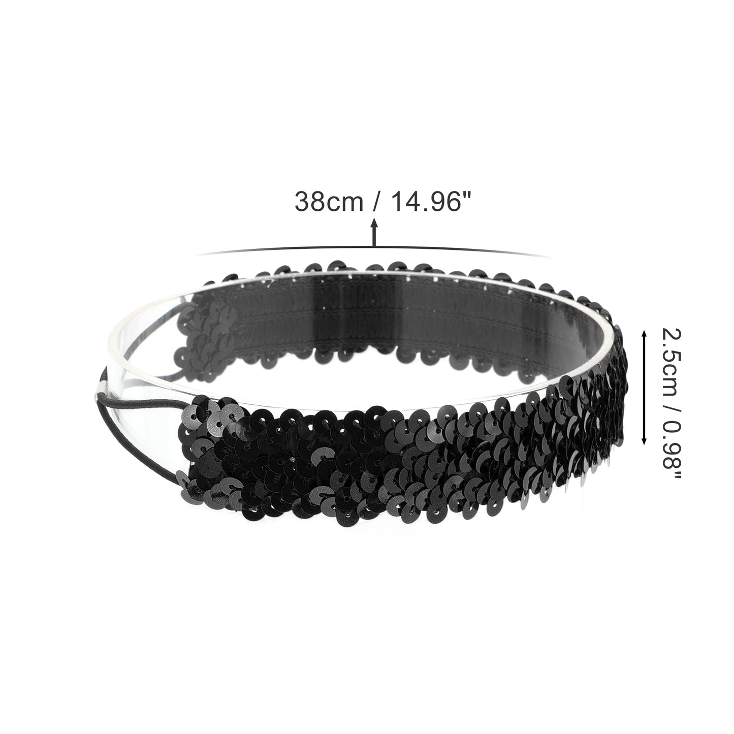 Elastic Band Sequins Headbands for Women Black 1 Pc