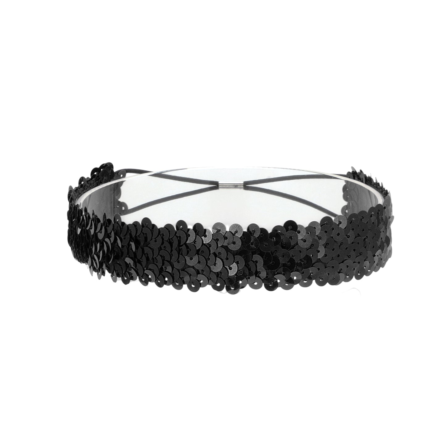 Elastic Band Sequins Headbands for Women Black 1 Pc